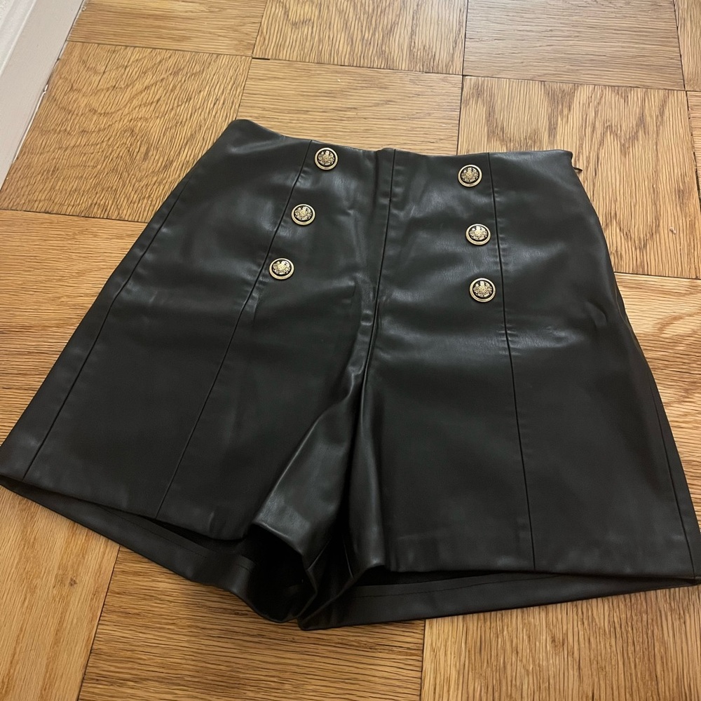 Faux leather high waisted shorts